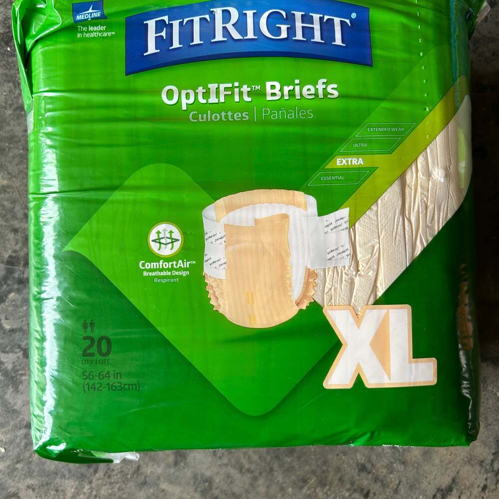 FitRight‎ OptiFit Extra Adult Briefs with Tabs, Moderate Absorbency, X-Large,